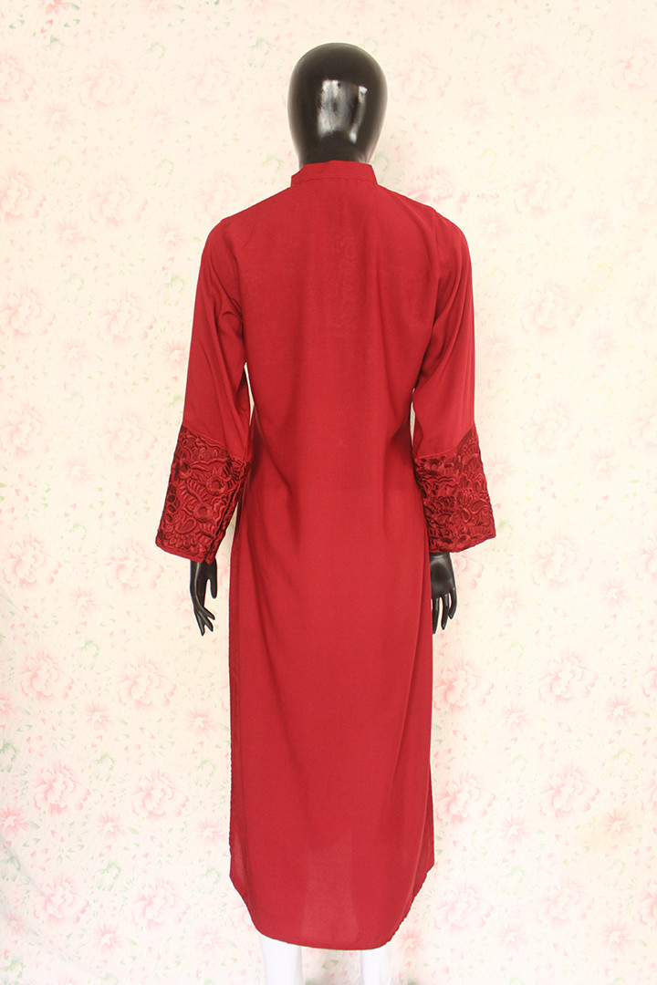 Maroon Silk Lawn Shirt 2 By Marjan