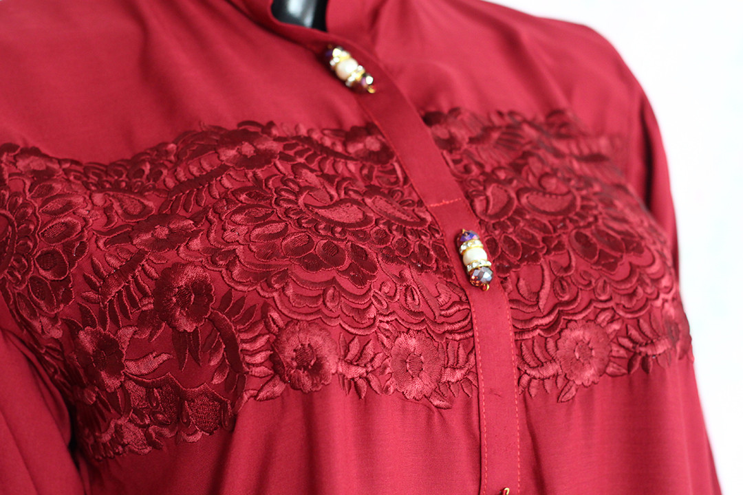 Maroon Silk Lawn Shirt 2 By Marjan