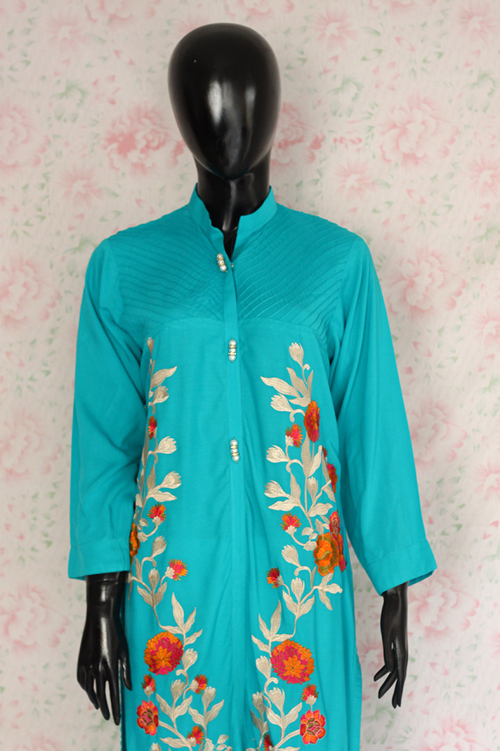Blue Silk Lawn Shirt 2 By Marjan