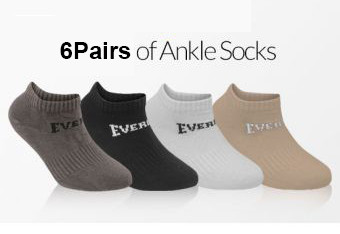 6 Pairs Sports Ankle Socks Export by Zeej