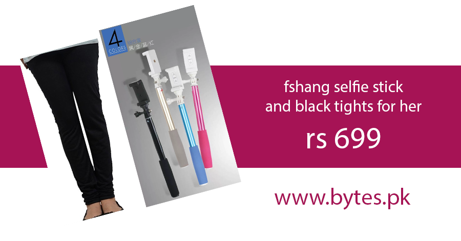 Pack of fshang Selfie Stick 0.5M and Black Tights for Her