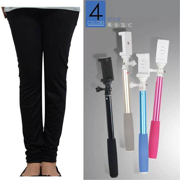 Pack of fshang Selfie Stick 0.5M and Black Tights for Her