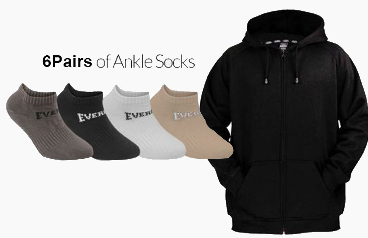Black Premium Hoodie & 6 Pairs Ankle Socks by Tee Tall