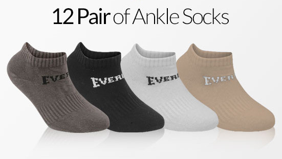 Pack of 12 Pairs Ankle Socks by Tee Tall