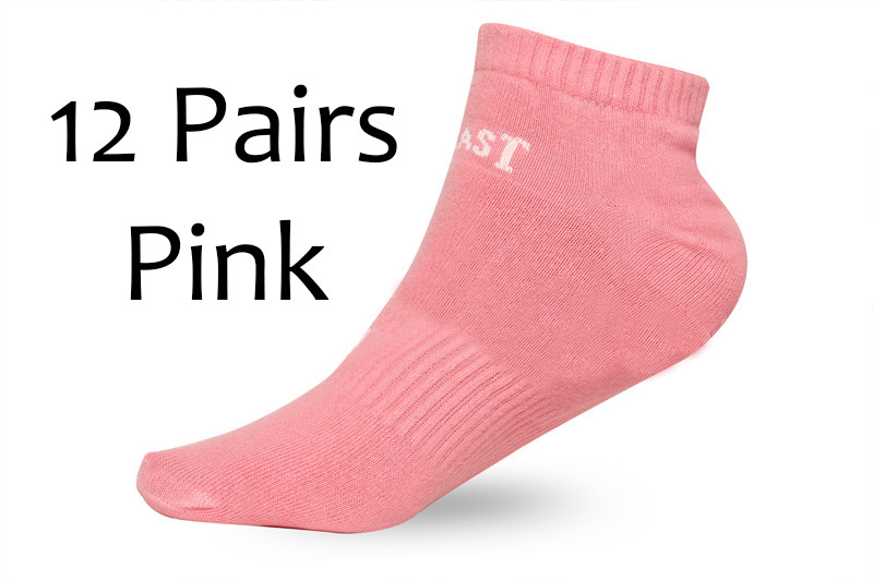Pack of 12 Pairs Pink Ankle Socks For Her by Tee Tall