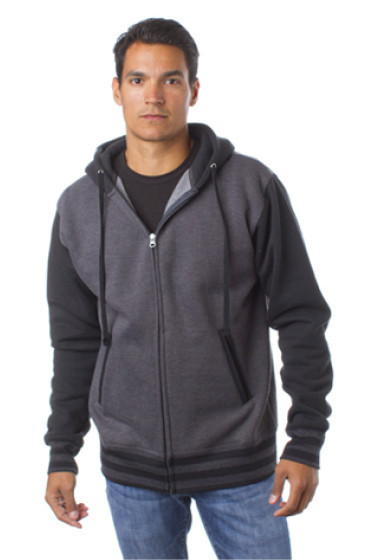 Varsity Hoodie by Rush With Fleece Lining - Charcoal