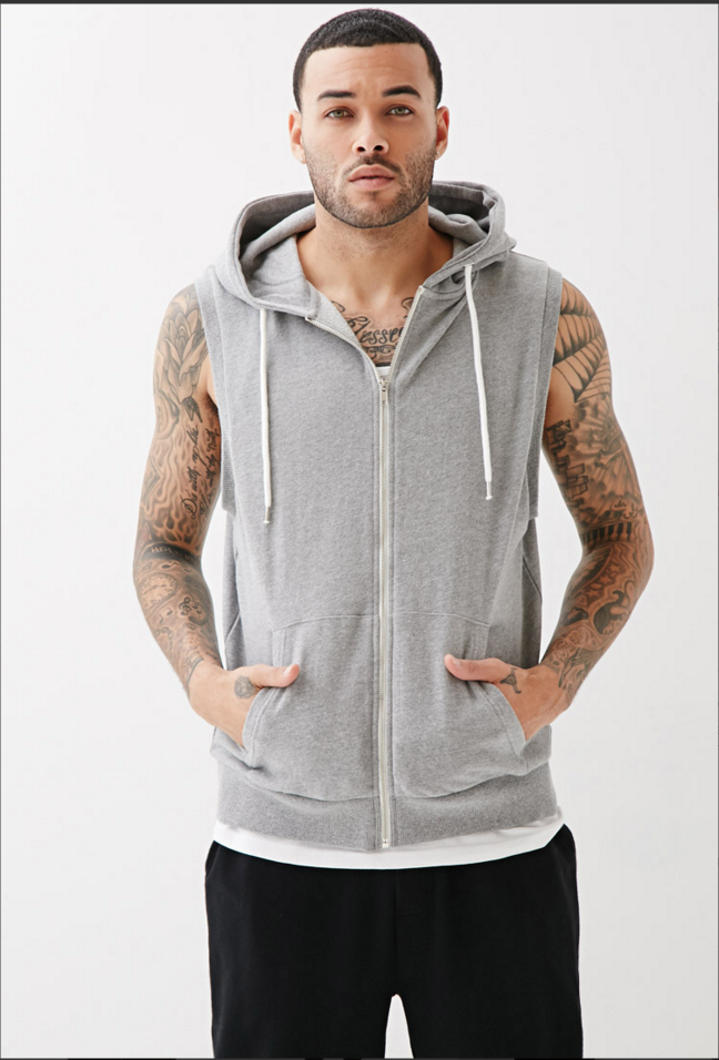 Sleeveless Hoodie by Terranova - Heather Grey