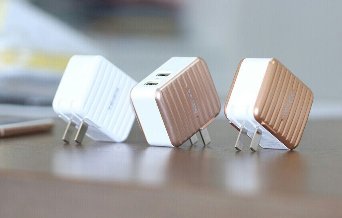 fshang 3.4A Dual USB Wall Quick Charger - Gold