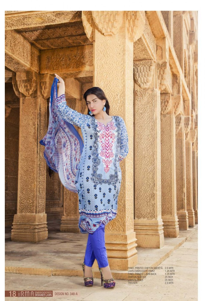 Irma Embroidered Chiffon and Lawn Design 348-A