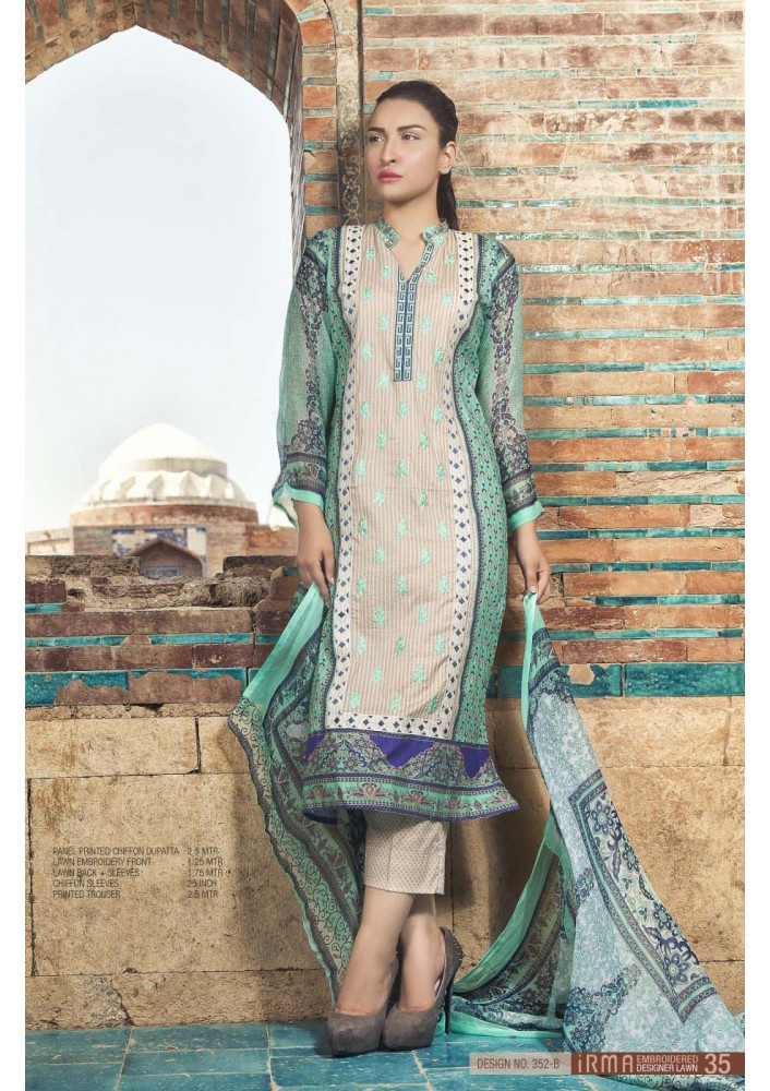 Irma Embroidered Chiffon and Lawn Design 352-B