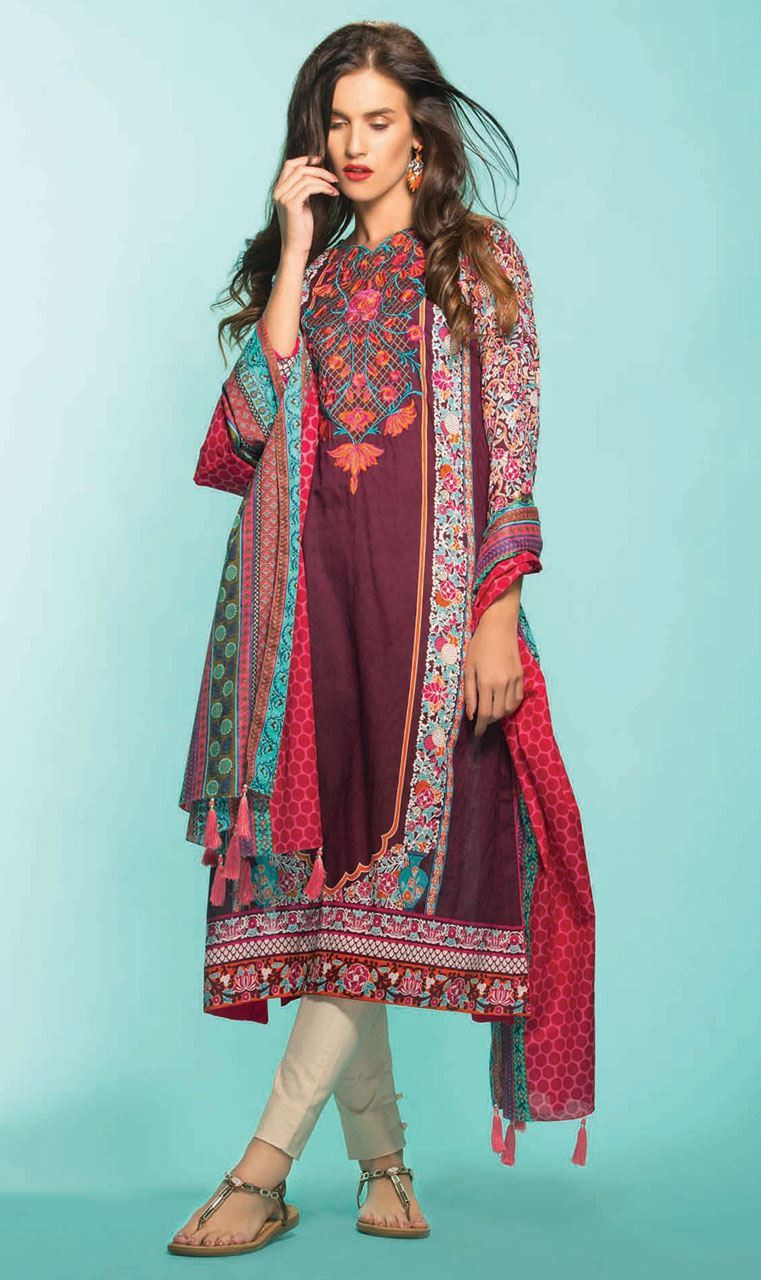 Orient Net Lawn Kurti Embroidered Design 16-036-C