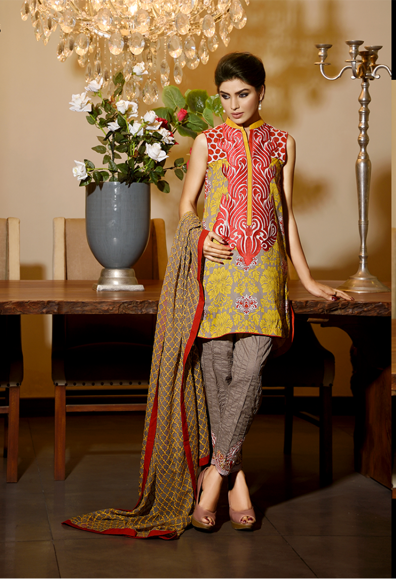Firdous Premiere Embroidered Chiffon Dupatta Collection Design 5B