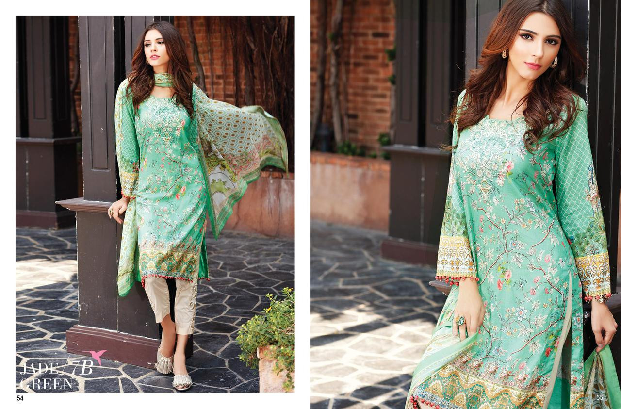 Tena Durrani Luxury Lawn Jade Green (7B)