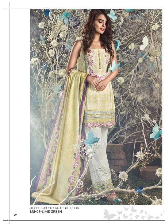 AlKaram Mid Summer Printed 3 Piece Embroidered MS-08-LimeGreen