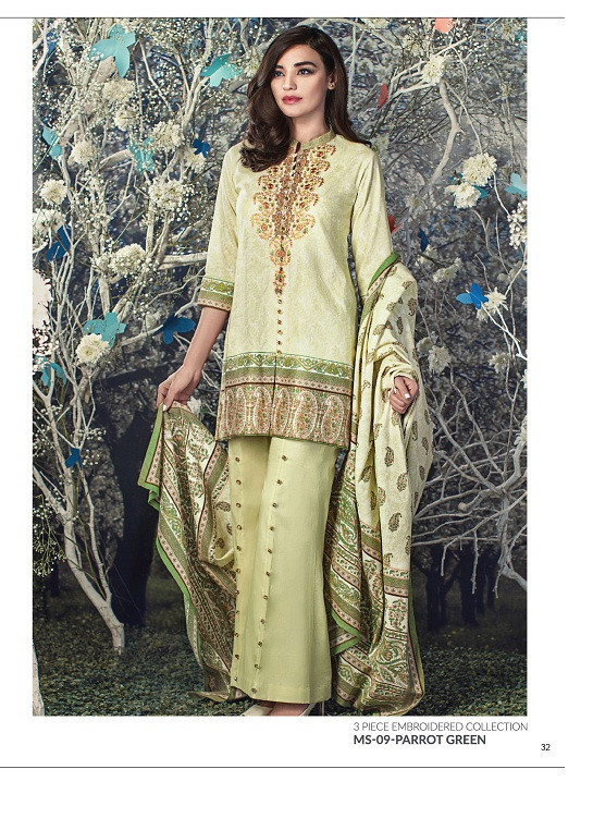 AlKaram Mid Summer Printed 3 Piece Embroidered MS-09-ParrotGreen
