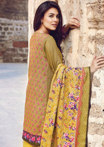 Alkaram Lingering Allure 3 Piece Cottel Linen Collection - 24-OLIVE