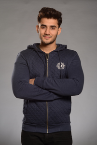 Fifth Avenue Quilted Fleece Navigator Hoodie - Navy Blue