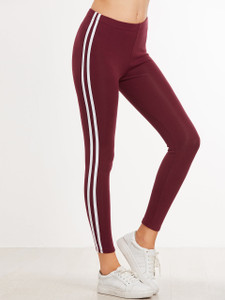 Fifth Avenue MZ Maroon Dual Striped Leggings