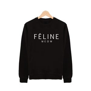 Fifth Avenue Meow Feline Printed Sweatshirt - Black