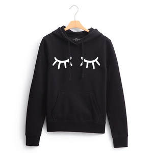 Fifth Avenue Eye Lash Print Hoodie - Black