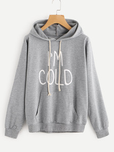 Fifth Avenue I'm Cold Print Hoodie - Grey