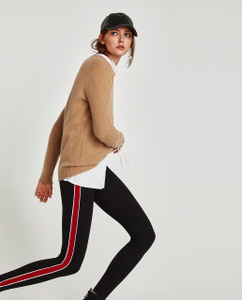 Fifth Avenue MZ Contrast Panel and Seam Leggings - Black and Red