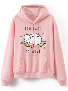 Fifth Avenue Too Lazy To Move Unicorn Print Hoodie - Pink