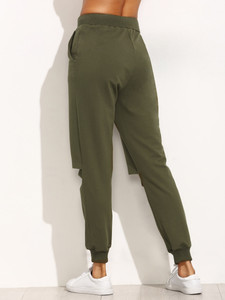 Women's Slit Knee Fleece Jogger Pants by Fifth Avenue - Khaki Green
