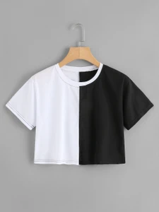 Fifth Avenue Women's Monochrome Alternate Crop T-Shirt - Black and White 