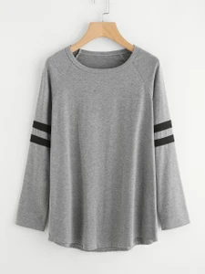 Fifth Avenue Women's NAZA Full Sleeve Striped T-Shirt - Grey