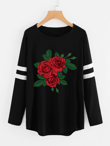 Fifth Avenue Women's NAZA Full Sleeve Rosey Nights Printed T-Shirt - Black