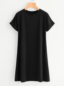 Fifth Avenue Women's ZENGE Rolled Cuff T-Shirt Dress - Black