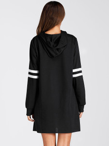 Fifth Avenue NIPK Striped Hoodie Dress - Black