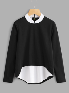 Fifth Avenue Women's UVA192 2 in 1 Color Block Top - Black