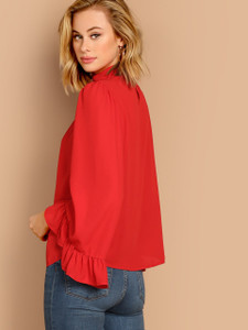 Fifth Avenue Women's UVA263 Choker Neck Top - Red