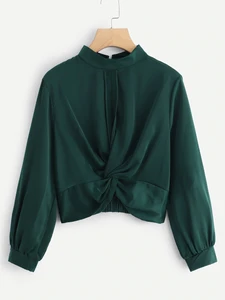 Fifth Avenue Women's UVA831 Front Twist Blouse - Green