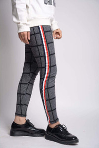 Women's WVA8 Plaid Side Striped Leggings by Fifth Avenue