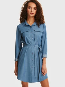 Fifth Avenue Women's UVA1247 Chambray Tie Front Dress Tunic - Blue