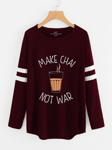 Fifth Avenue Women's NAZA Full Sleeves Nonza Florals Printed T-Shirt - Maroon