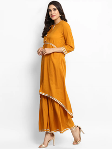 Lemon Tart Clothing Women's LTS11 Lace Detail Kurti and Pants Sets - Mustard