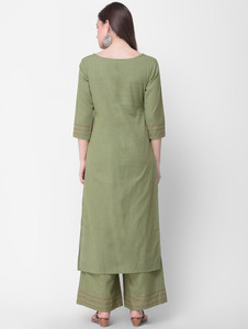 Lemon Tart Clothing Women's LTS7 Tassel and Button Detail Kurti and Pants Sets - Green