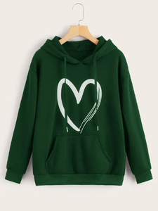 Fifth Avenue Fade Heart Print Hoodie - Green