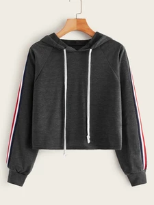 Fifth Avenue Fleece Sleeve Nelly Striped Hoodie LNA2012 - Charcoal