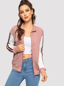 Fifth Avenue Fleece Lace Detail Color Block Jacket LNA2019 - Pink