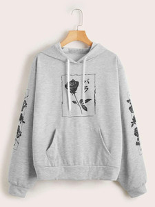 Fifth Avenue DIFT21 Japanese Florals Print Hoodie - Grey