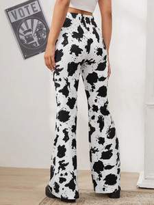 Fifth Avenue Georgette GTTWP31 Cow Print Flared Pants