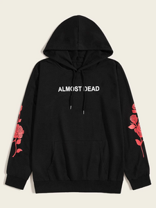 Fifth Avenue DIFT66 Floral Almost Dead Print Print Hoodie - Black