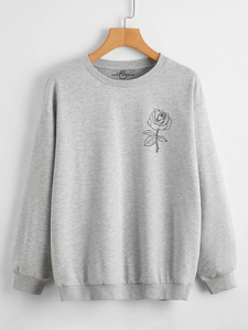 Fifth Avenue DIFT72 Rose Pocket Printed Sweatshirt - Grey
