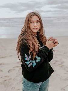 Fifth Avenue DIFT80 Always And Free Butterfly Print Hoodie - Black