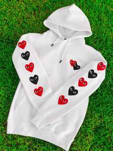 Fifth Avenue DIFT81 Hearts Front and Sleeve Print Hoodie - White